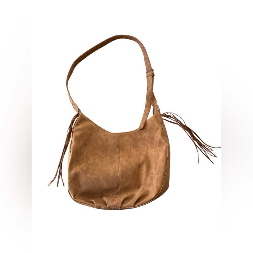 NEW,Kenneth Cole Reaction, Brown Hobo Bag Fringe Studded Shoulder Bag, Boho Chic - Picture 5 of 11